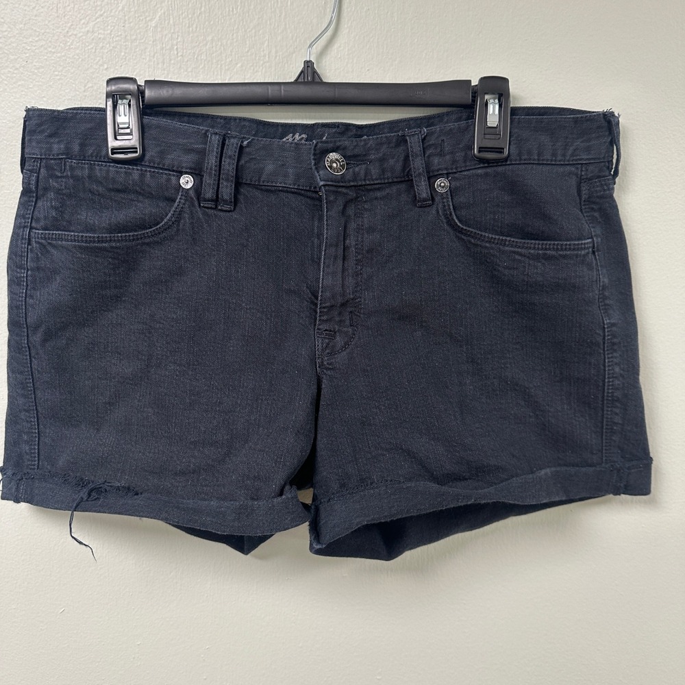 Madewell Denim Shorts Faded‎ Black Cut Off Rolled Hem Size 31 Stretch Cotton